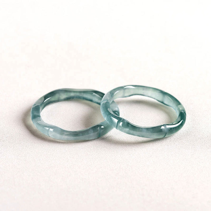 Anillo de Jade Natural de Buddha Stones, Bambú de Prosperidad y Abundancia