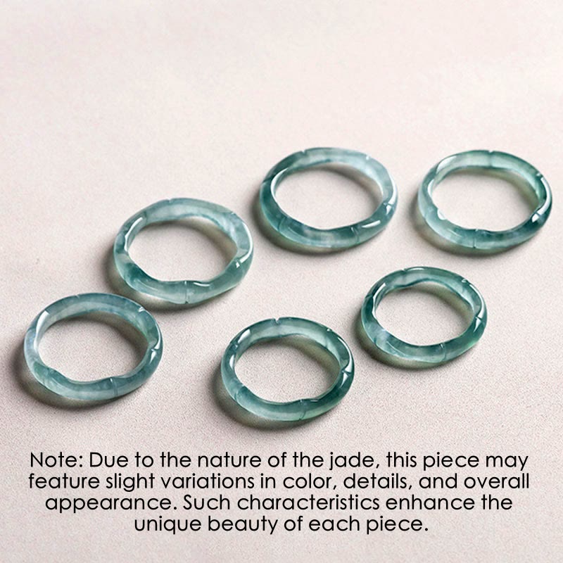 Anillo de Jade Natural de Buddha Stones, Bambú de Prosperidad y Abundancia