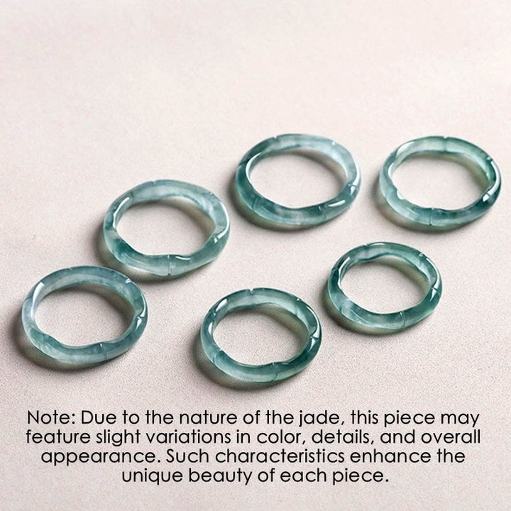 Anillo de Jade Natural de Buddha Stones, Bambú de Prosperidad y Abundancia