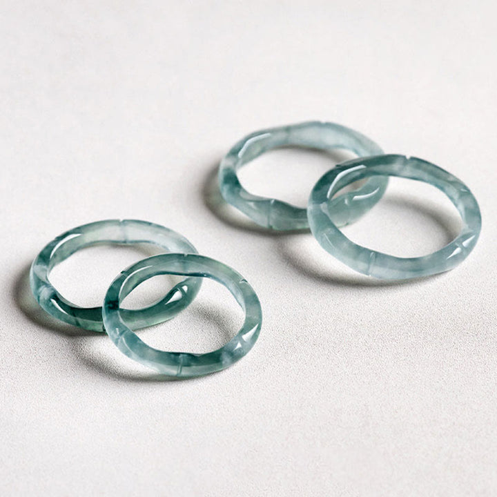 Anillo de Jade Natural de Buddha Stones, Bambú de Prosperidad y Abundancia
