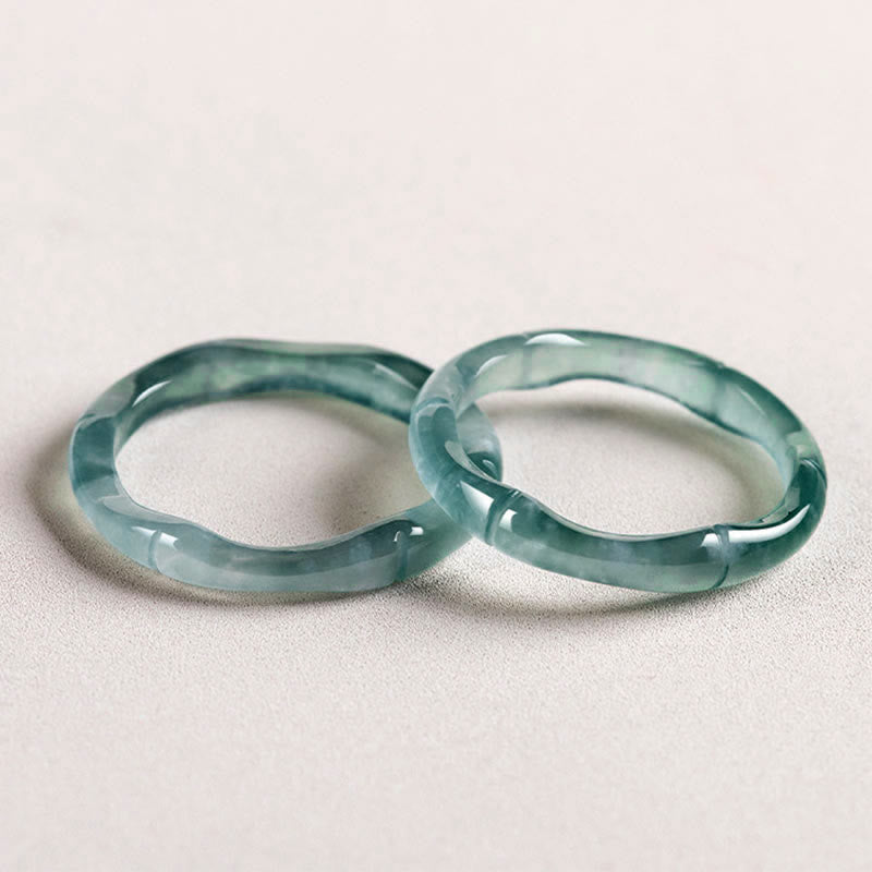 Anillo de Jade Natural de Buddha Stones, Bambú de Prosperidad y Abundancia