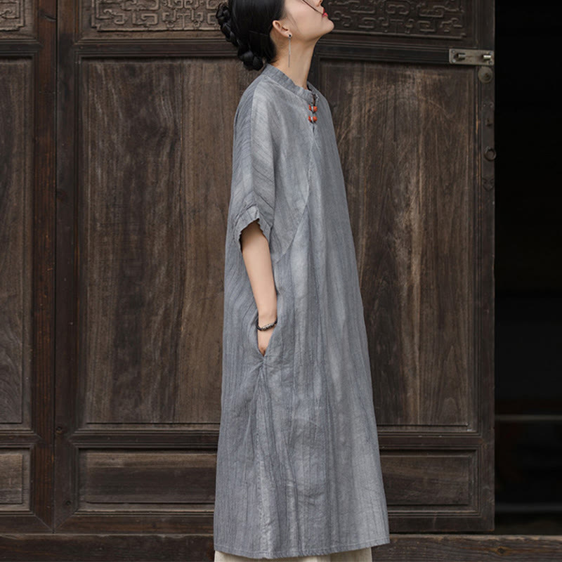 Vestido midi de lino y ramio teñido a mano Buddha Stones, pantalones de pierna ancha con bolsillos - image 15