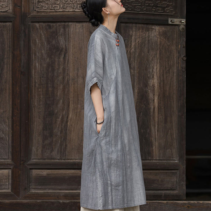 Vestido midi de lino y ramio teñido a mano Buddha Stones, pantalones de pierna ancha con bolsillos - image 15