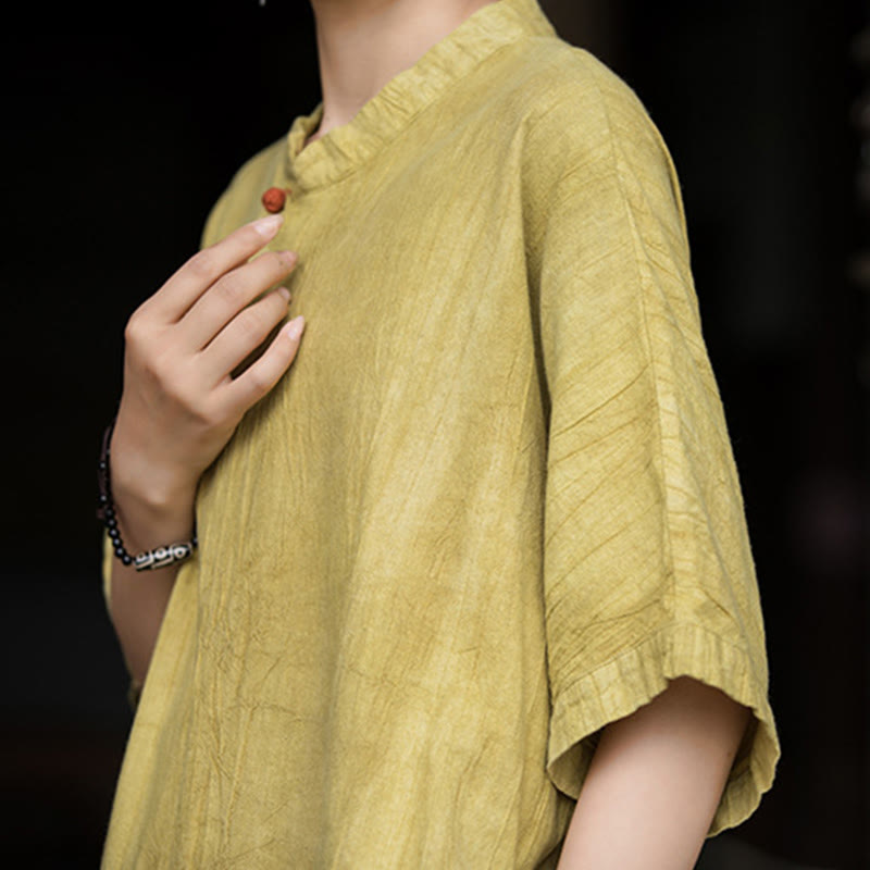 Vestido midi de lino y ramio teñido a mano Buddha Stones, pantalones de pierna ancha con bolsillos - image 10