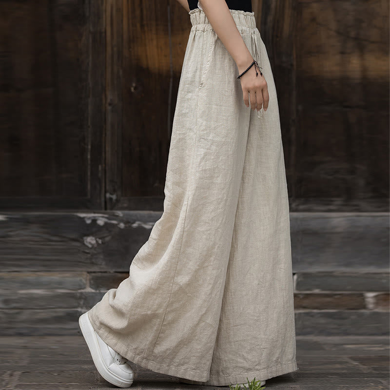 Vestido midi de lino y ramio teñido a mano Buddha Stones, pantalones de pierna ancha con bolsillos - image 19