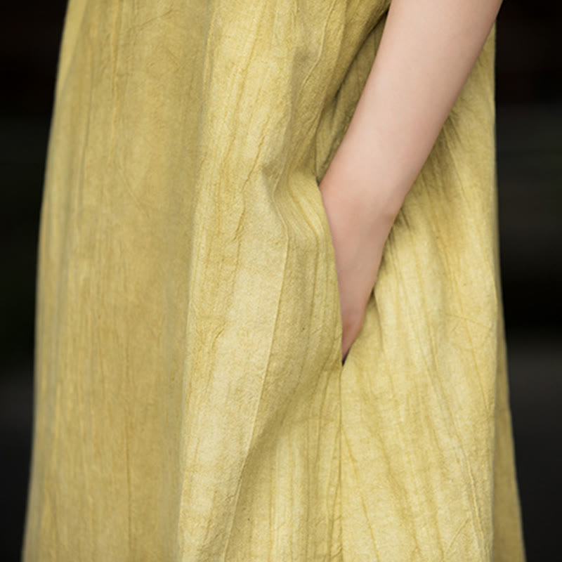 Vestido midi de lino y ramio teñido a mano Buddha Stones, pantalones de pierna ancha con bolsillos - image 11