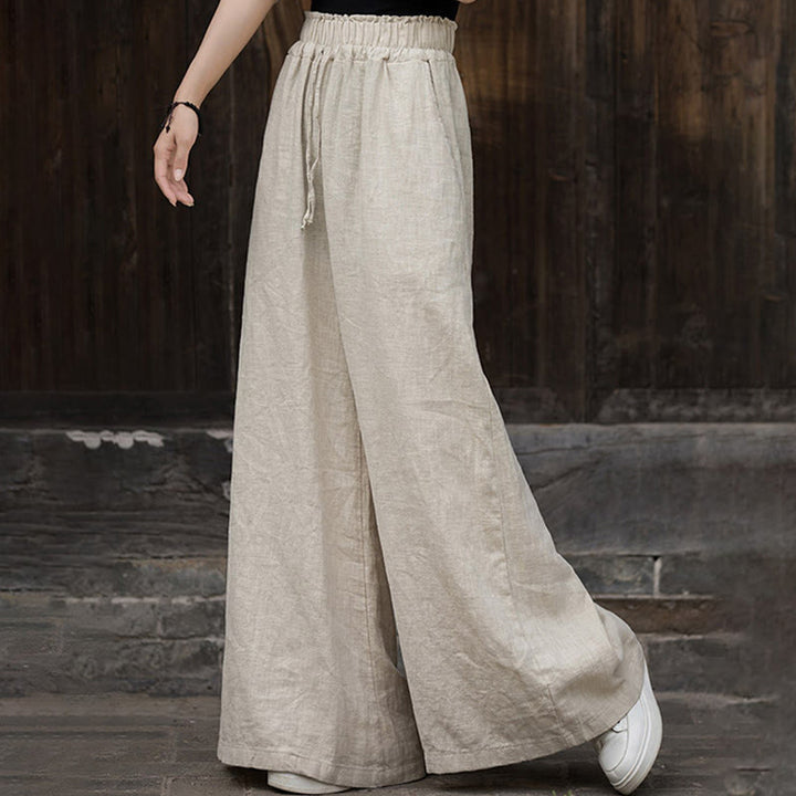 Vestido midi de lino y ramio teñido a mano Buddha Stones, pantalones de pierna ancha con bolsillos - image 21