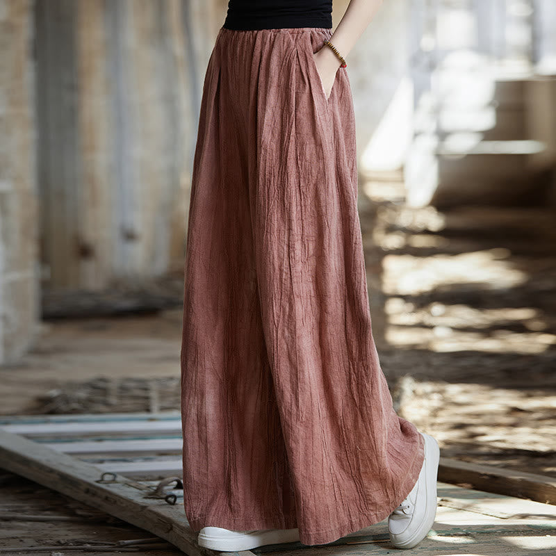 Buddha Stones Cami sin mangas con botones de rana y vestido midi Pantalones anchos de lino y ramio con bolsillos - Pantalones rojos - US4-8/10, UK/AU8-12/14, EU36-40/42 (F) - image 39