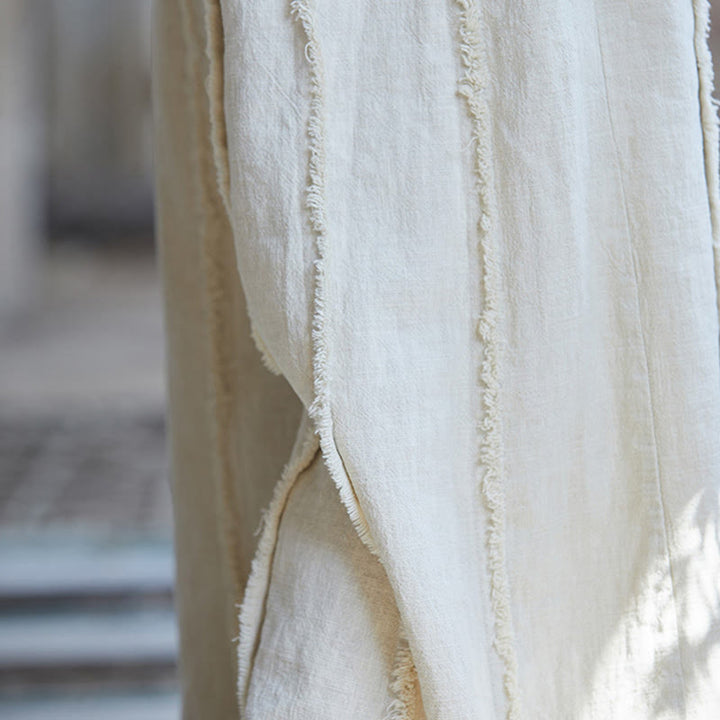 Buddha Stones Cami sin mangas con botones de rana y vestido midi Pantalones anchos de lino y ramio con bolsillos - image 36