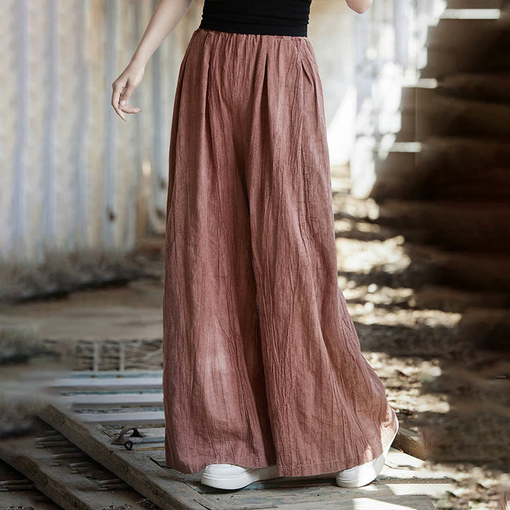 Buddha Stones Cami sin mangas con botones de rana y vestido midi Pantalones anchos de lino y ramio con bolsillos - image 41