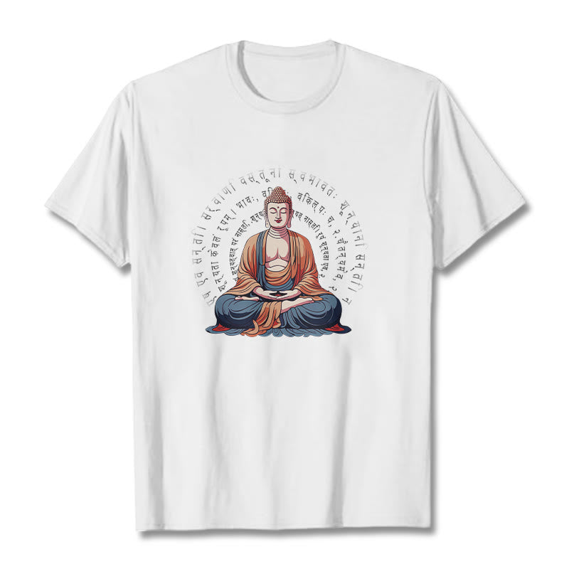 Buddha Stones Sánscrito Corazón Sutra La Forma No Es Otra Que Vacío Camiseta - Blanco - 2XL - image 1