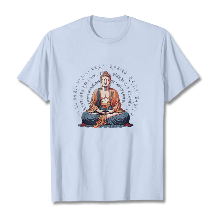 Buddha Stones Sánscrito Corazón Sutra La Forma No Es Otra Que Vacío Camiseta - Cian claro - 2XL - image 18