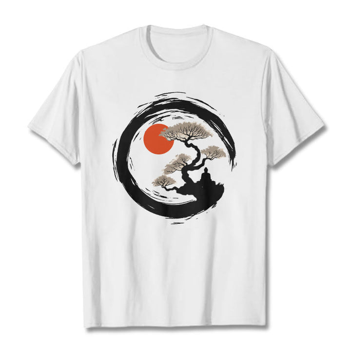 Buddha Stones Sol Rojo Pino Círculo Zen Meditación Buda Camiseta - Blanco - 2XL - image 6