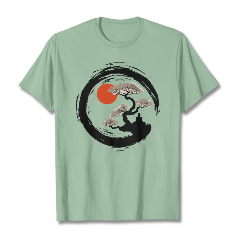 Buddha Stones Sol Rojo Pino Círculo Zen Meditación Buda Camiseta - Verde pálido - 2XL - image 15