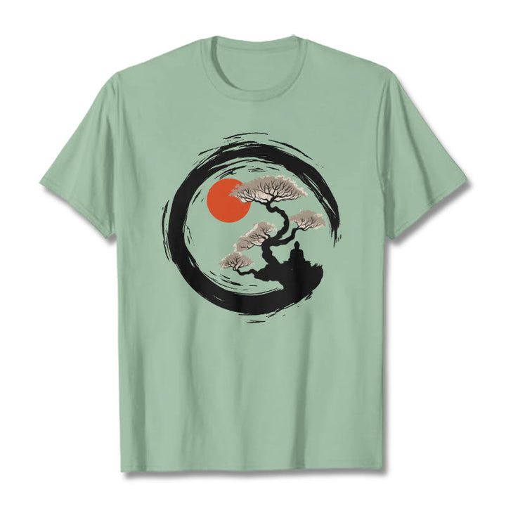 Buddha Stones Sol Rojo Pino Círculo Zen Meditación Buda Camiseta - Verde pálido - 2XL - image 15