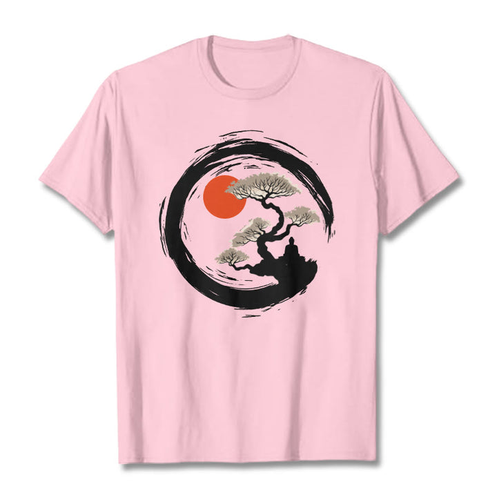 Buddha Stones Sol Rojo Pino Círculo Zen Meditación Buda Camiseta - Rosa claro - 2XL - image 13