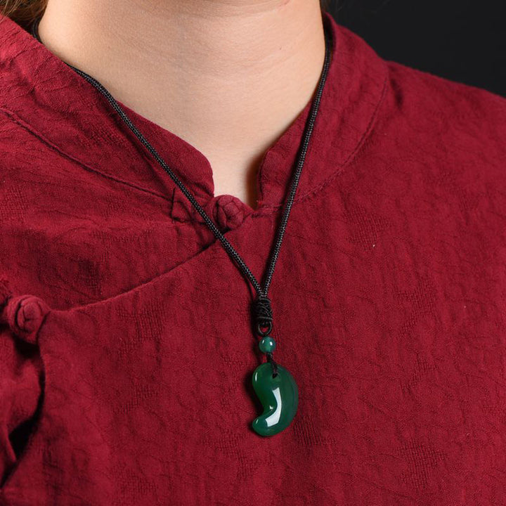 Collar Ágata Roja Ágata Verde Patrón Luna Confianza Calma - image 9