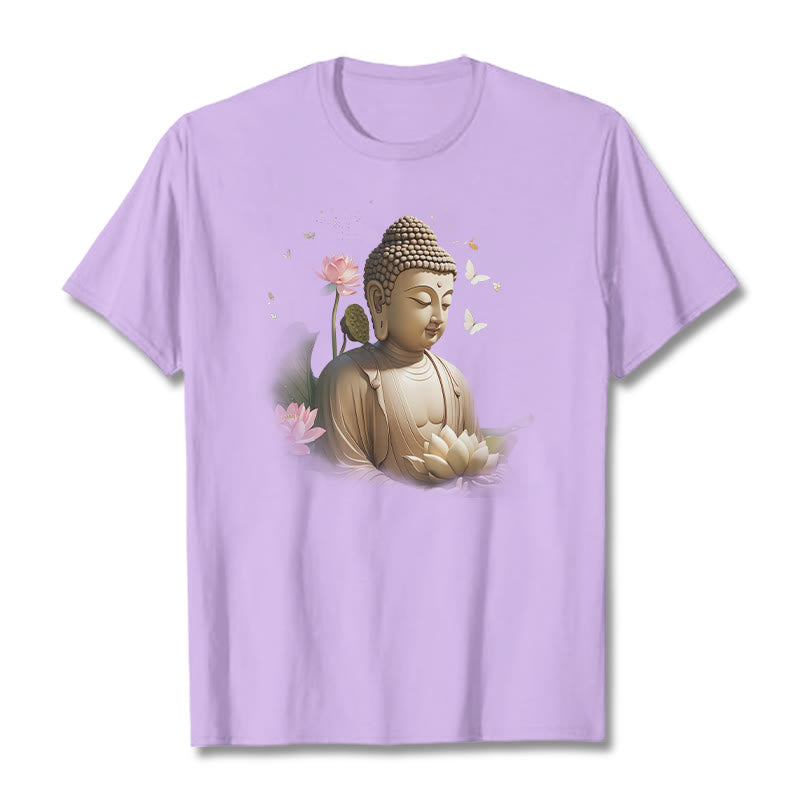 Buddha Stones Flor de Loto Mariposa Meditación Buda Camiseta - Ciruela - 2XL - image 15