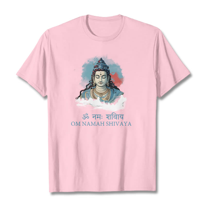 Buddha Stones Camiseta sánscrita OM NAMAH SHIVAYA con nubes coloridas - Rosa claro - 2XL - image 12