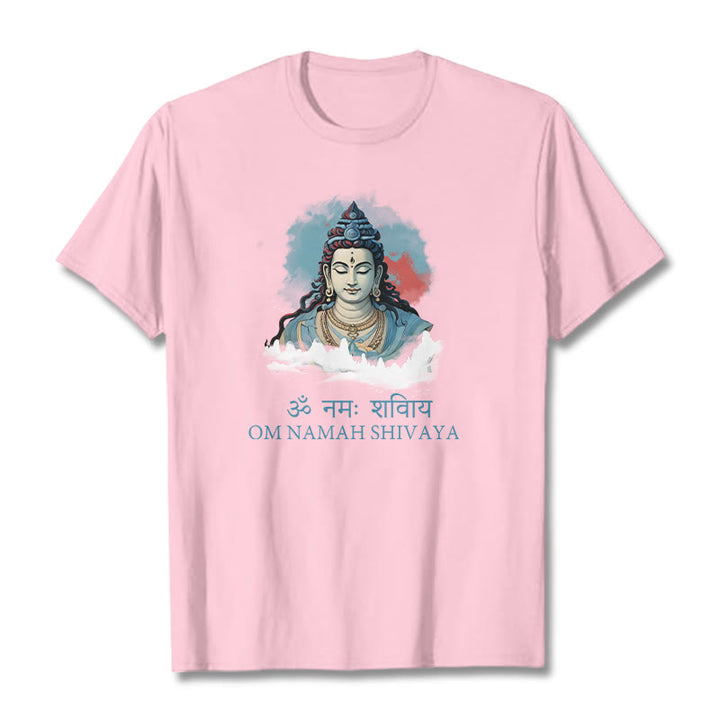 Buddha Stones Camiseta sánscrita OM NAMAH SHIVAYA con nubes coloridas - Rosa claro - 2XL - image 12