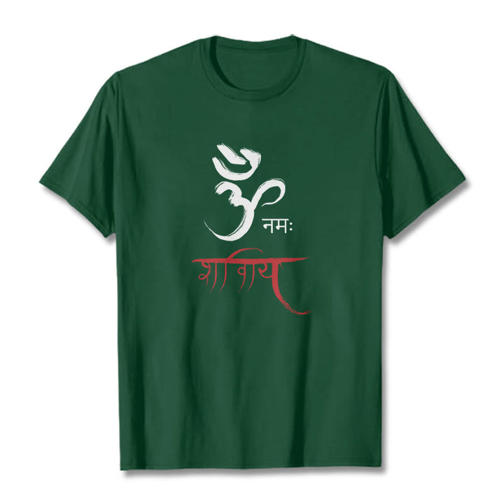 Buddha Stones OM NAMAH SHIVAYA Mantra Sánscrito Camiseta - Verde bosque - 2XL - image 10