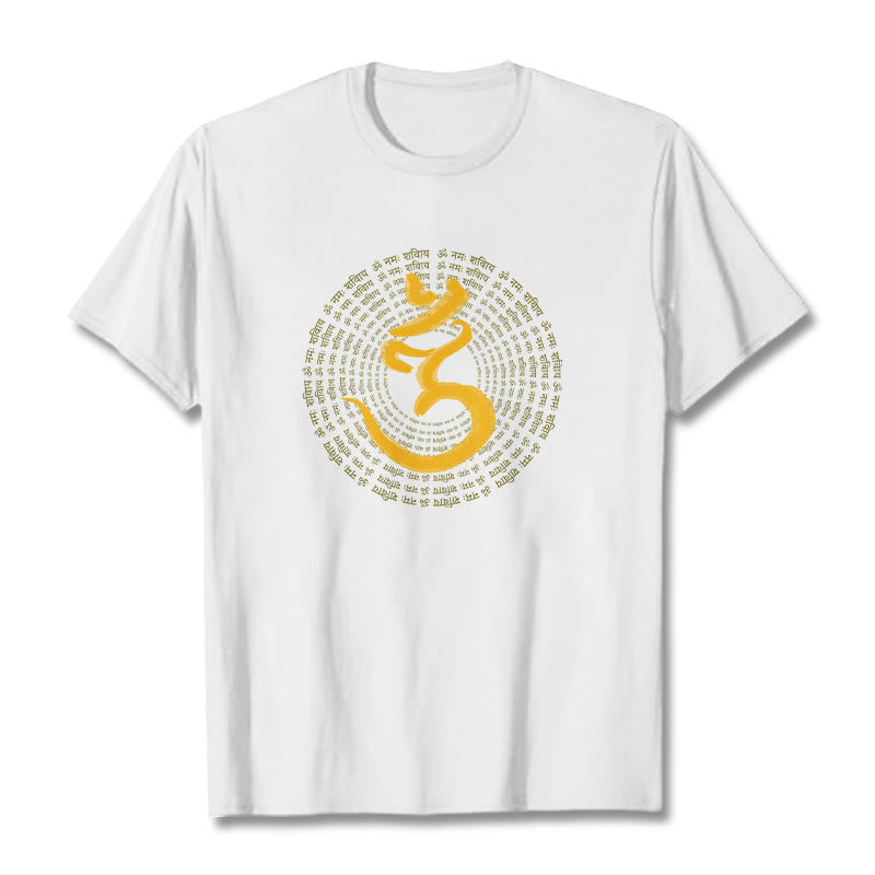 Buddha Stones Camiseta Sánscrita con el Mantra 108 OM NAMAH SHIVAYA - Blanco - 2XL - image 6