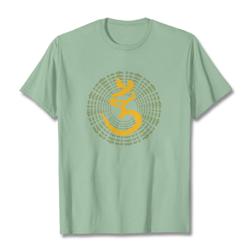 Buddha Stones Camiseta Sánscrita con el Mantra 108 OM NAMAH SHIVAYA - Verde pálido - 2XL - image 15