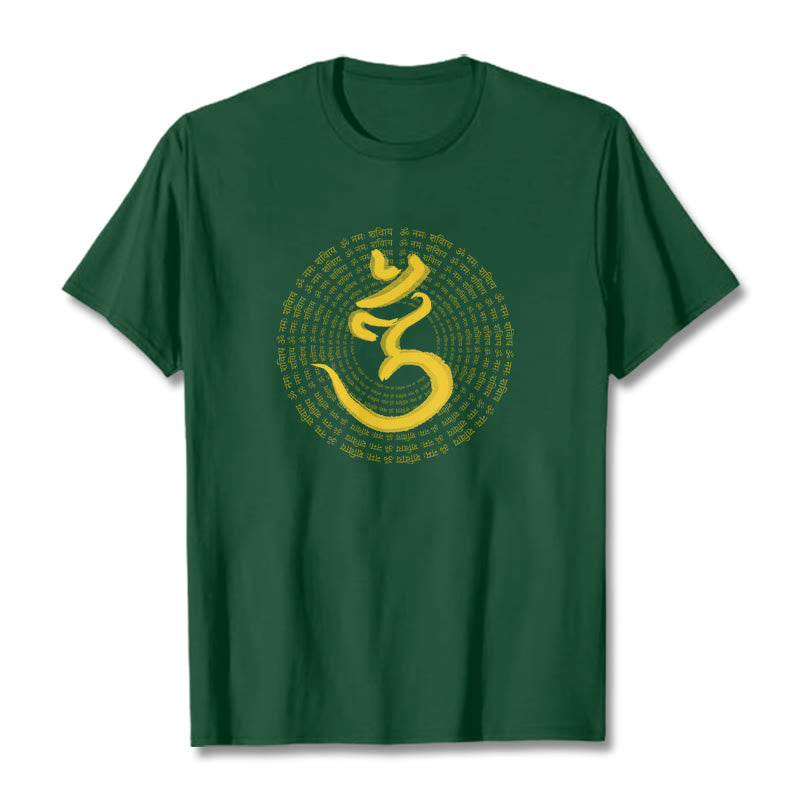 Buddha Stones Camiseta Sánscrita con el Mantra 108 OM NAMAH SHIVAYA - Verde bosque - 2XL - image 0