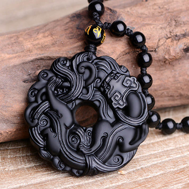 Colgante de Buddha Stones con collar de purificación de obsidiana negra natural, hebilla de paz Pixiu - image 17