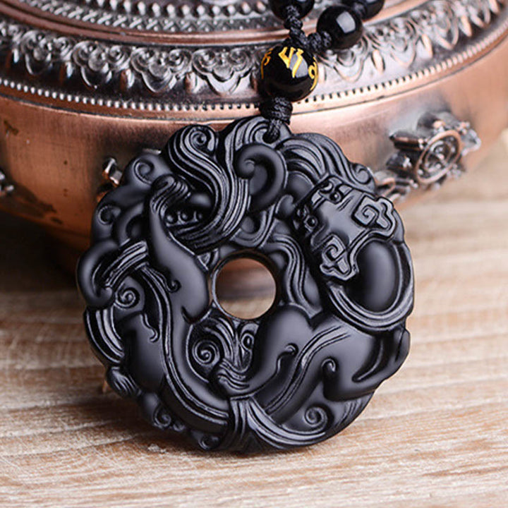 Colgante de Buddha Stones con collar de purificación de obsidiana negra natural, hebilla de paz Pixiu - image 16