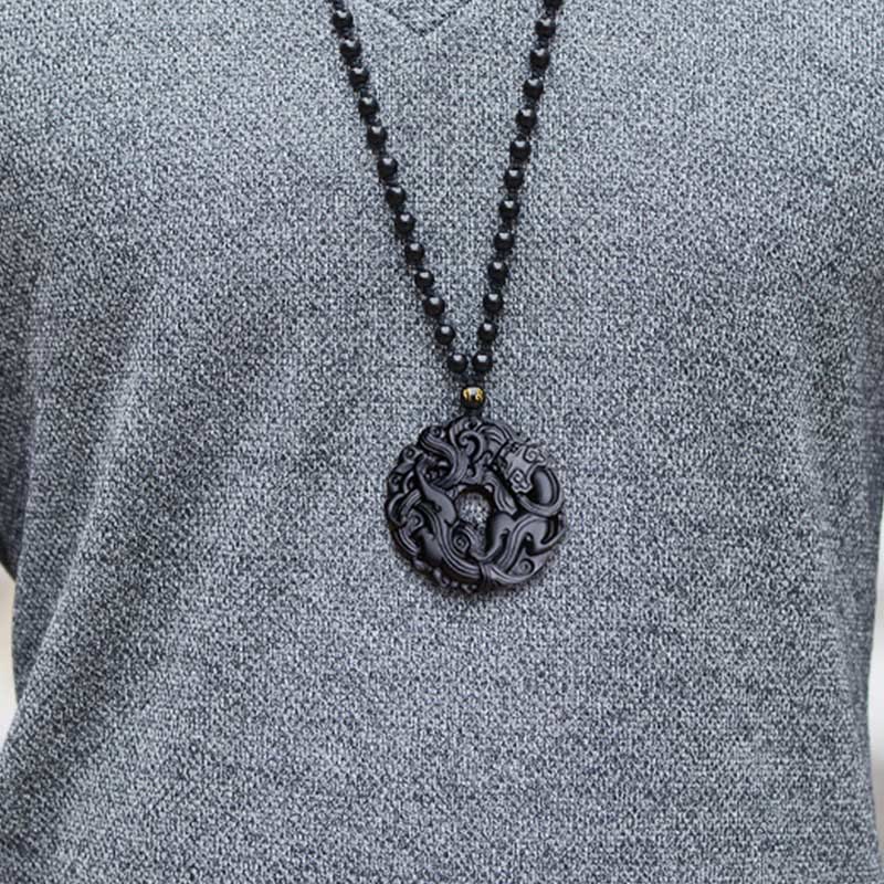 Colgante de Buddha Stones con collar de purificación de obsidiana negra natural, hebilla de paz Pixiu - image 15