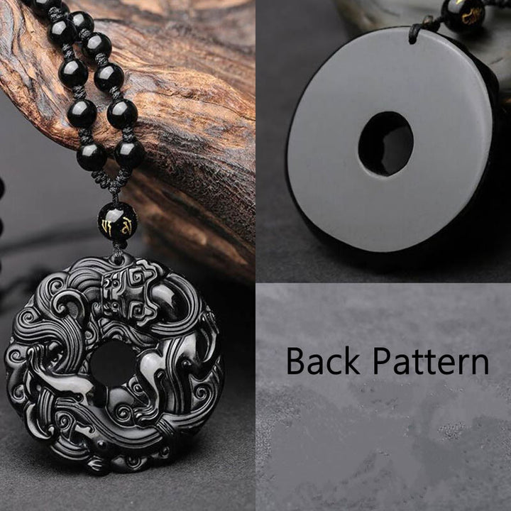 Colgante de Buddha Stones con collar de purificación de obsidiana negra natural, hebilla de paz Pixiu - image 5