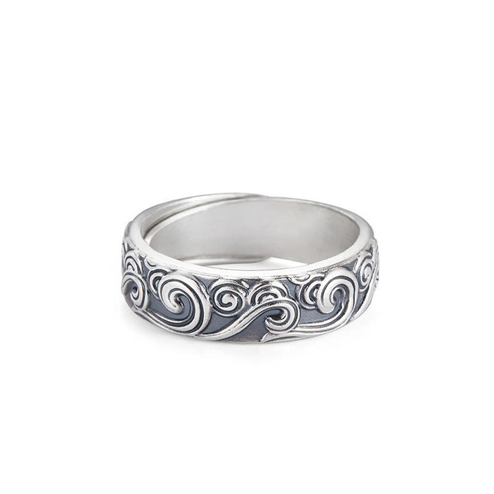 Buddha Stones Anillo Ajustable de Bendición Engravado con Nubes Auspiciosas en Plata Esterlina 999 - Nubes auspiciosas de aproximadamente 6,5 g (ajustable) - image 2