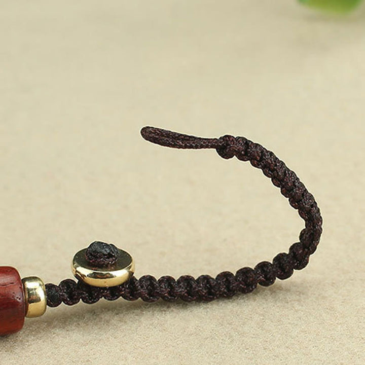 Monedas de cobre Buddha Stones, atracción de riqueza, madera de ébano, madera de sándalo rojo, llavero decorativo de la suerte