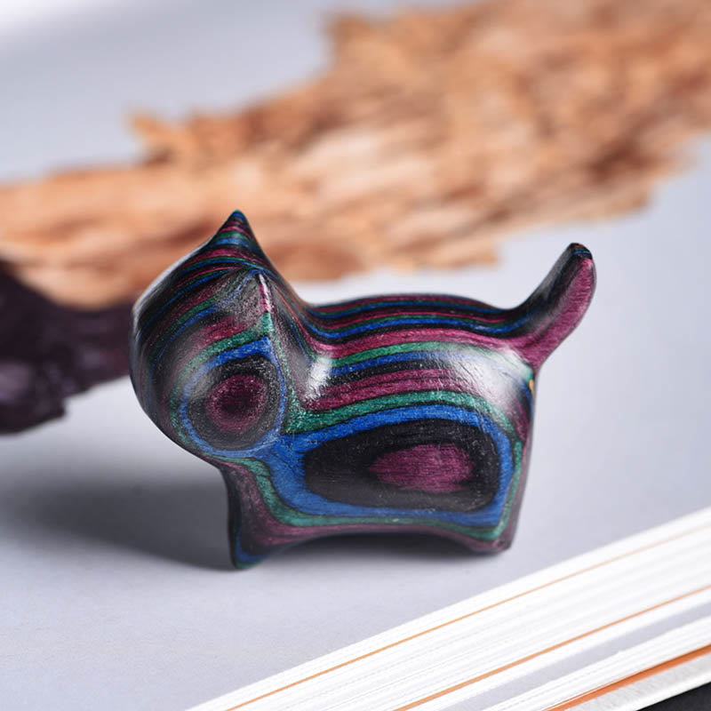 Buddha Stones Mini Gato Gatito Colorido Madera Linda Decoración para Mascotas - Gato negro morado 4,7 x 2,2 x 3,5 cm - image 4