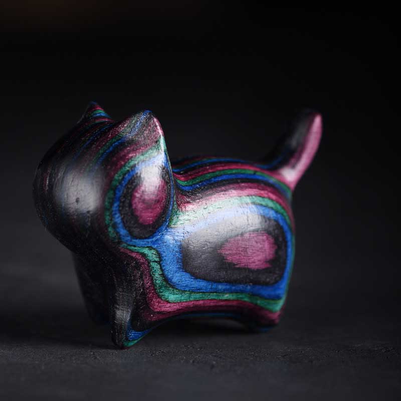Buddha Stones Mini Gato Gatito Colorido Madera Linda Decoración para Mascotas - image 5