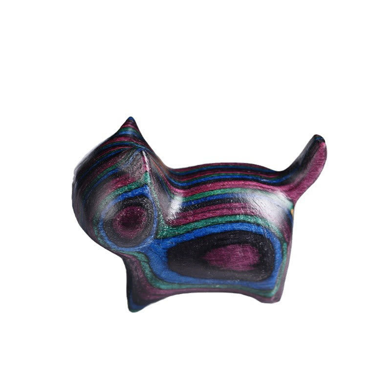 Buddha Stones Mini Gato Gatito Colorido Madera Linda Decoración para Mascotas - image 6