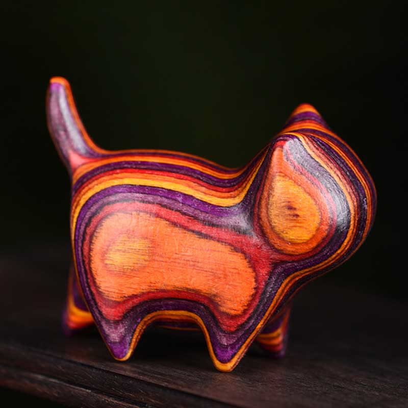 Buddha Stones Mini Gato Gatito Colorido Madera Linda Decoración para Mascotas - image 3