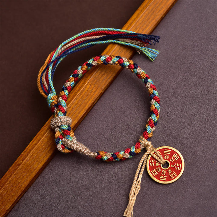 Buddha Stones Pulsera Multicolor de Cuerda Armoniosa Hecha a Mano de Bagua