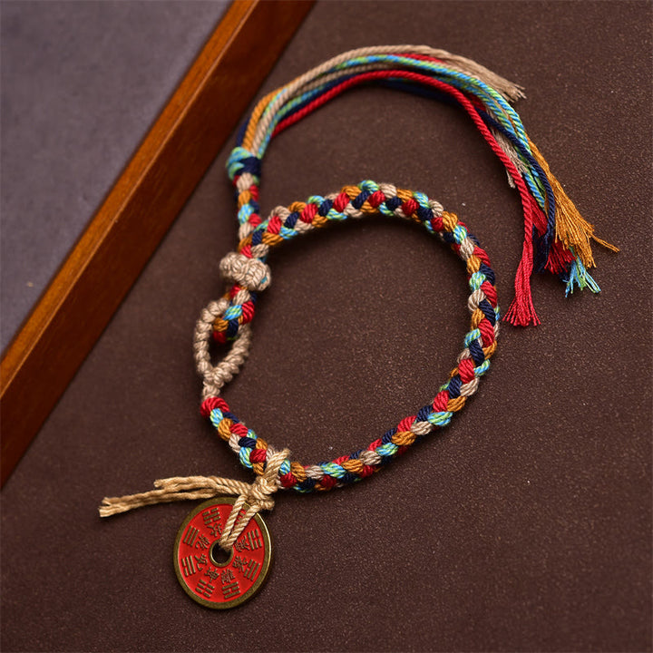 Buddha Stones Pulsera Multicolor de Cuerda Armoniosa Hecha a Mano de Bagua