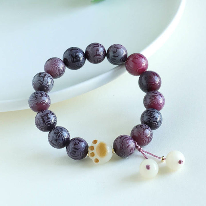 Buddha Stones Pulsera Armonía Tallada Om Mani Padme Hum de Semilla de Bodhi