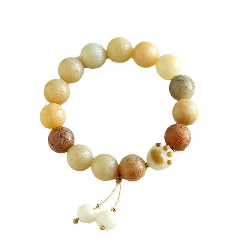 Buddha Stones Pulsera Armonía Tallada Om Mani Padme Hum de Semilla de Bodhi