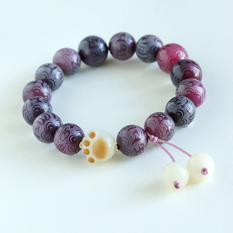 Buddha Stones Pulsera Armonía Tallada Om Mani Padme Hum de Semilla de Bodhi