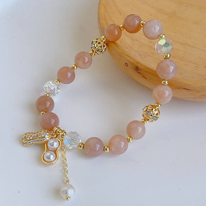 Pulsera de Encanto de Cacahuate de Riqueza de Buddha Stones de Cuarzo Rutilado Colorido de Piedra del Sol