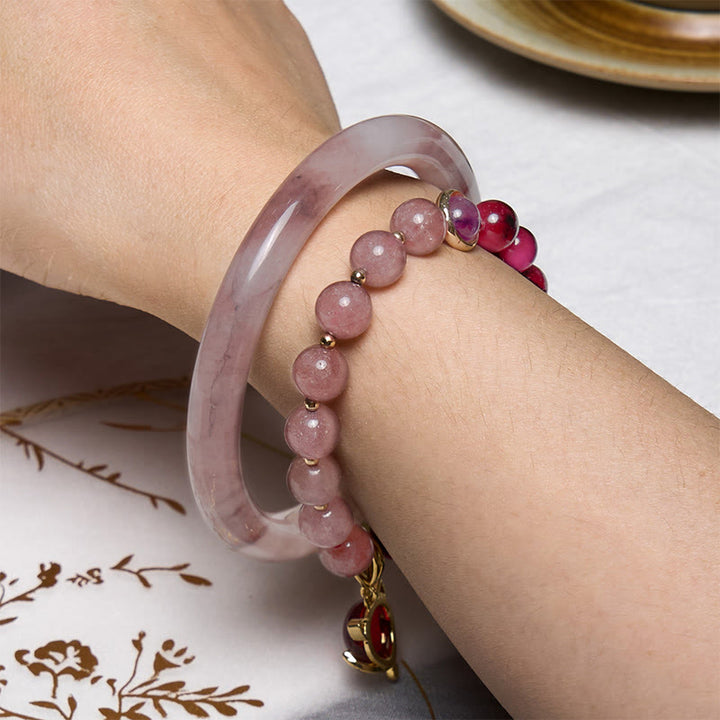 Buddha Stones Potencian la Felicidad y Alegría Pulsera Violeta Conjunto