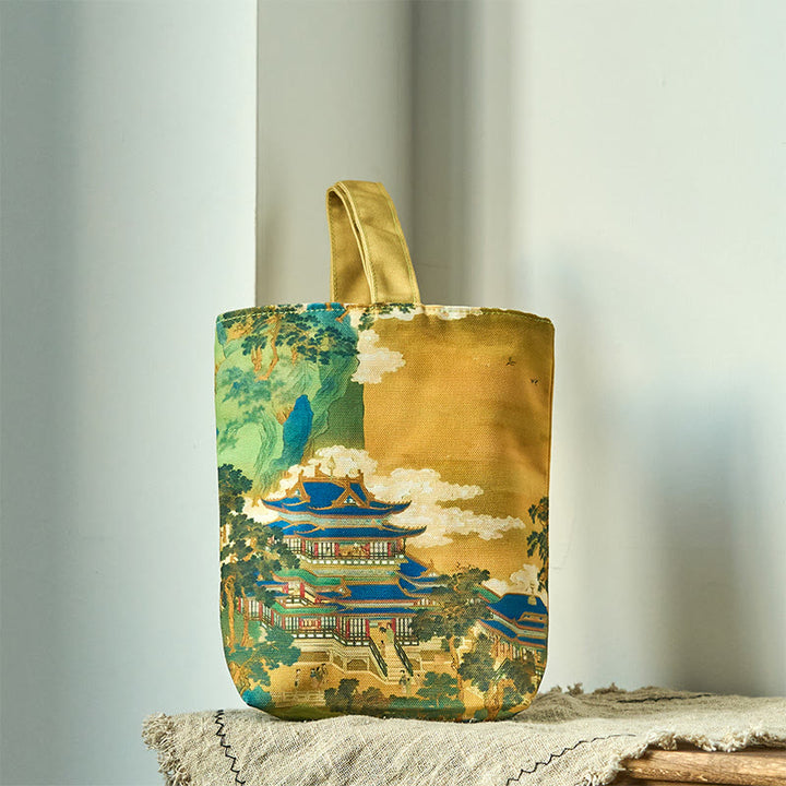 Buddha Stones Immortal Pavilions Roses Canvas Handbag - Pabellones Inmortales 15*8*22cm - image 0