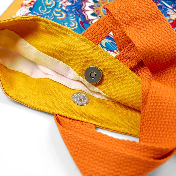 Buddha Stones Dunhuang Apsaras Voladoras Loto Estatuas de Buda Bolsa de Mano de Lona - image 8