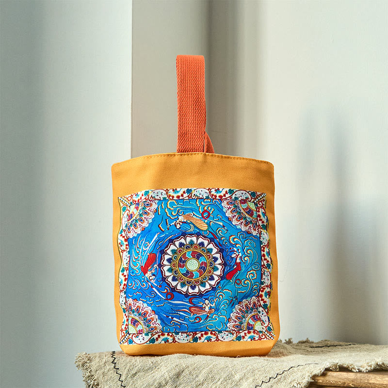 Buddha Stones Dunhuang Apsaras Voladoras Loto Estatuas de Buda Bolsa de Mano de Lona - Apsaras voladoras de Dunhuang 15*8*22cm - image 4