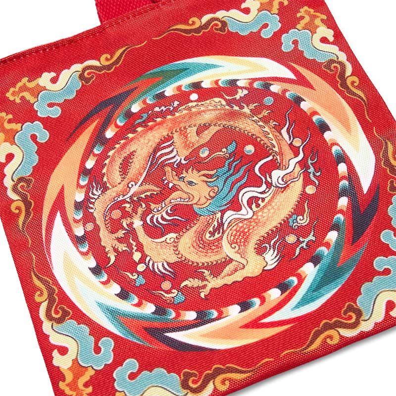 Buda Piedras Dragón Chino Caqui Bolsa de Lona