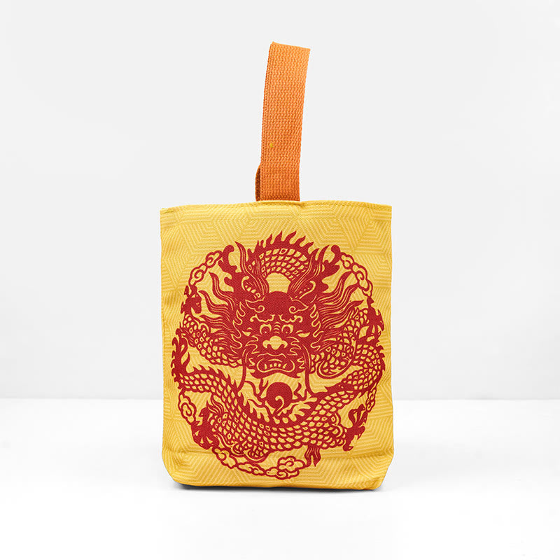 Buda Piedras Dragón Chino Caqui Bolsa de Lona